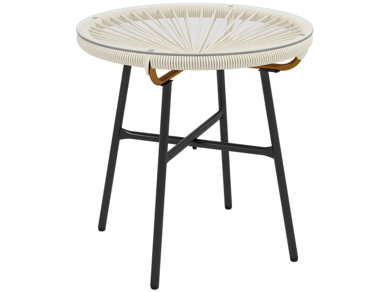 Table basse de jardin ronde métal crème 50x50x50cm  - Conforama B