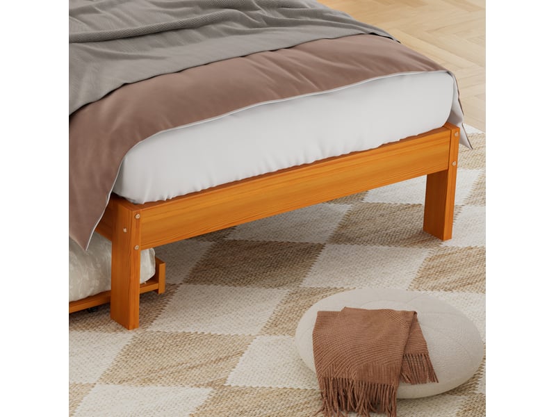 Lit gigogne, 90x200 cm et 90x190 cm, design peu encombrant, tête arrondie, montage gauche-droite, bois, coloris naturel - Conforama E