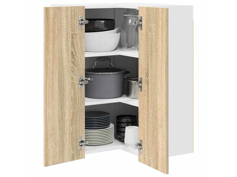  Meuble de rangement cuisine, armoire suspendue chêne sonoma et blanc 57x57x80cm  - Conforama C