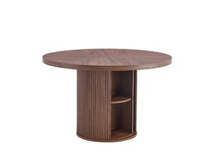 Table à manger ronde,115x115x74 cm,avec rangement,mdf,coloris noyer