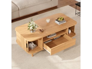 Table basse ovale coloris bois clair <strong>MERAX</strong> <strong></strong> - 50 cmx100 cm