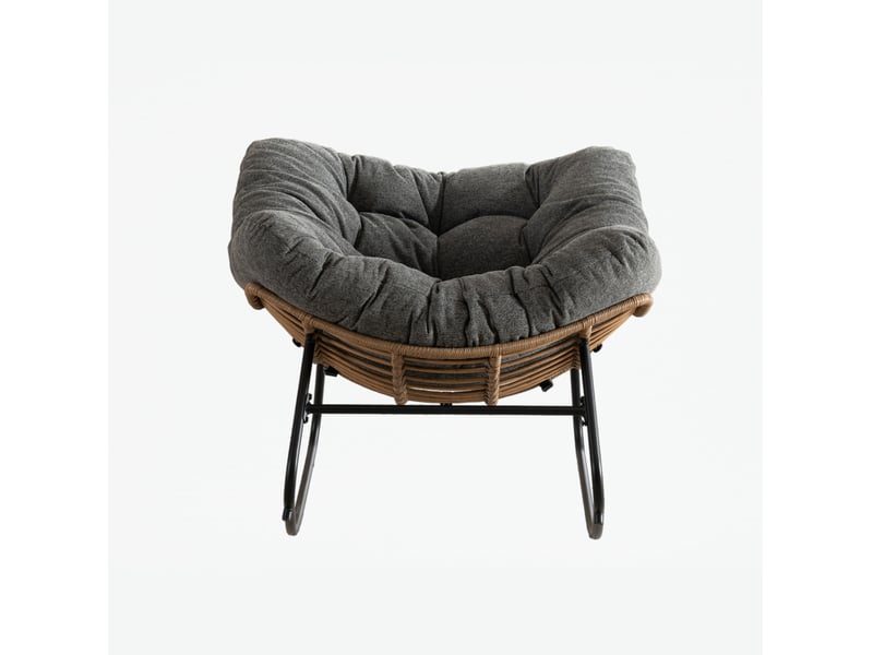 Fauteuil à bascule en chenille gris 102x98x77 cm - Conforama D