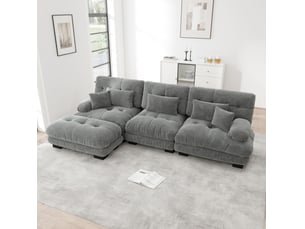 Canapé droit compressé fixe <strong>HAVRYA</strong> <strong></strong> 3 places Tissu gris