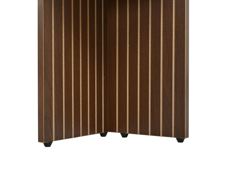  Table basse ovale 100 x 49 x 35 cm noyer mdf, étagère basse ouverte et design moderne à rainures  - Conforama E