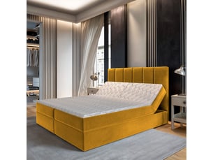 Lit avec rangement 140x200 cm <strong>MASSENO</strong> <strong></strong> coloris jaune