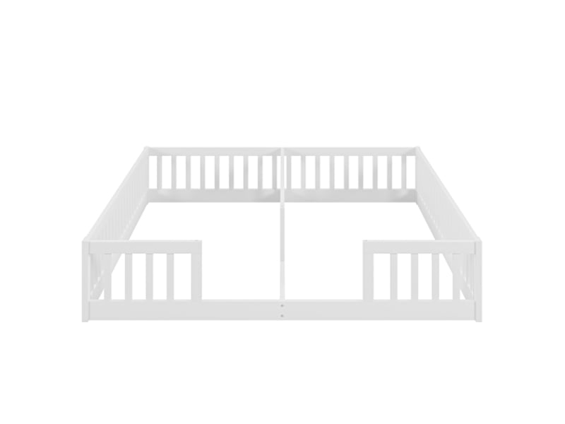 Lit enfant 90x200cm,lit double en pin avec grille et barrière de sécurité,blanc lit enfant gris - Conforama D