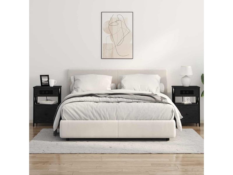  Table de chevet - cabinet de chevet - table de nuit 2 pc chêne noir 40 x 31 x 60 cm  - Conforama C