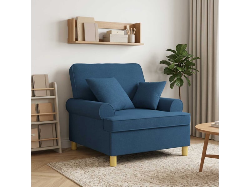 Vidaxl fauteuil xl avec coussins bleu tissu - Conforama B