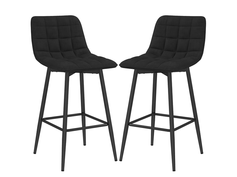  Ensemble de 2 tabourets de cuisine de style nordique en tissu effet velours et métal, 45 x 47 x 84 cm, noir  - Conforama B