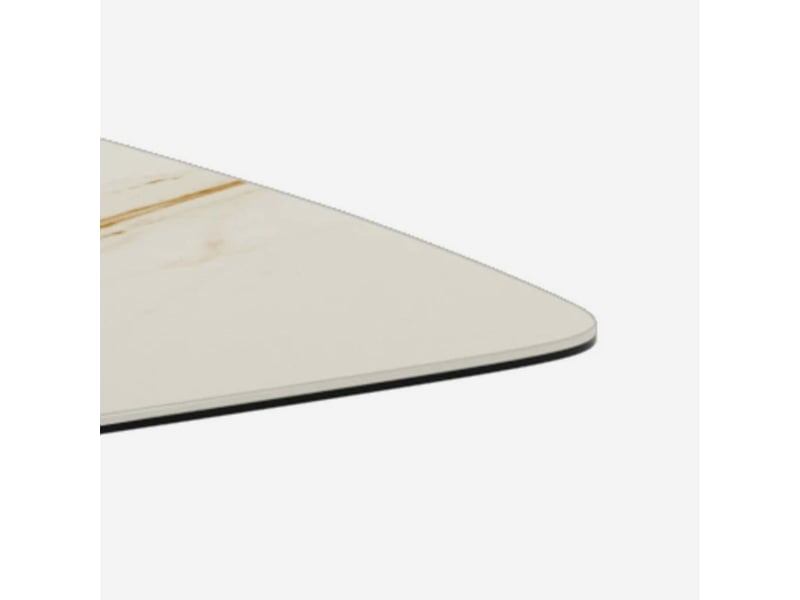  Table de salle à manger fixe en céramique et métal 220x110 orion - effet marbre blanc  - Conforama D