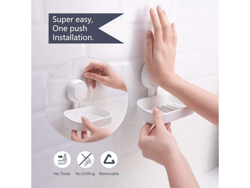  Porte-savon à ventouse, sans perçage et réutilisable. Supporte jusqu'à 5 kg de brique, étanche et facile à installer (blanc).  - Conforama E