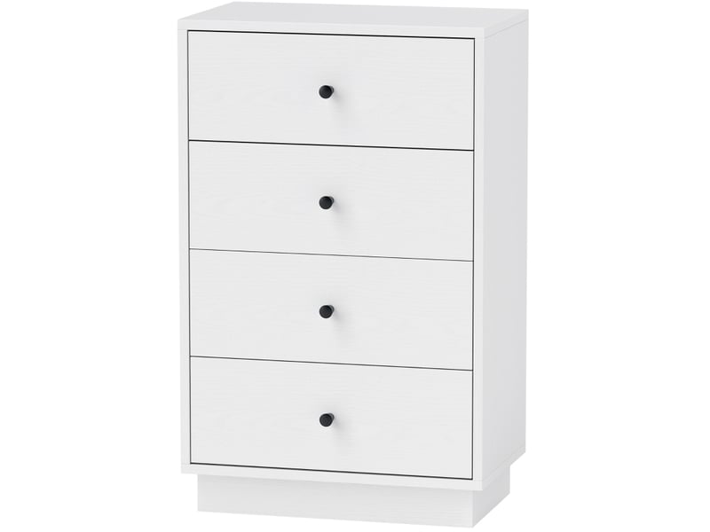  Commode de rangement avec 4 tiroirs et protection anti-basculement pour chambre en bois blanc 47 × 29 × 75 cm  - Conforama A