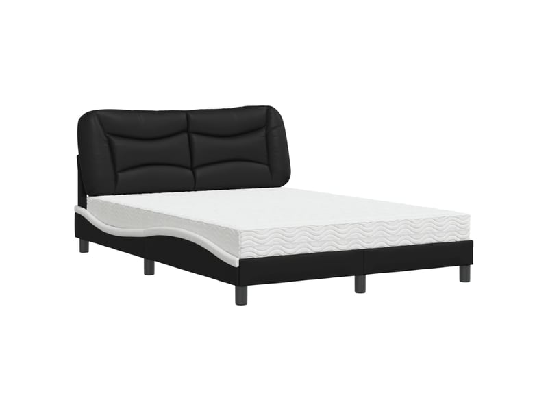  Lit avec matelas hvar noir et blanc 120x200 cm similicuir  - Conforama B