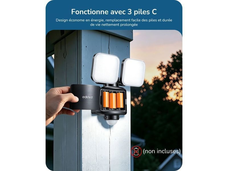  Projecteur led exterieur detecteur de mouvement 2 tetes ajustables 900 lm 6500 k ip44 370618_AADAW90517_6_DROPFR - Conforama C