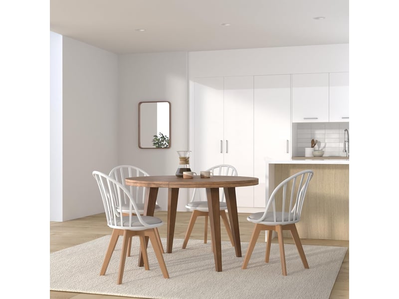  Lot de 2 chaises bistrot scandinaves bold blanches et grises à barreaux avec assise en simili cuir et pieds bois  - Conforama B