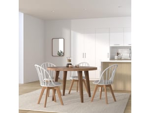 Lot de 2 chaises bistrot scandinaves bold blanches et grises à barreaux avec assise en simili cuir et pieds bois