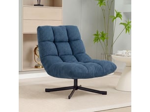 Fauteuil d'accent pivotant 75x95x90cm – fauteuil lounge individuel avec assise 360° et pieds croisés en métal –  chenille - bleu foncé