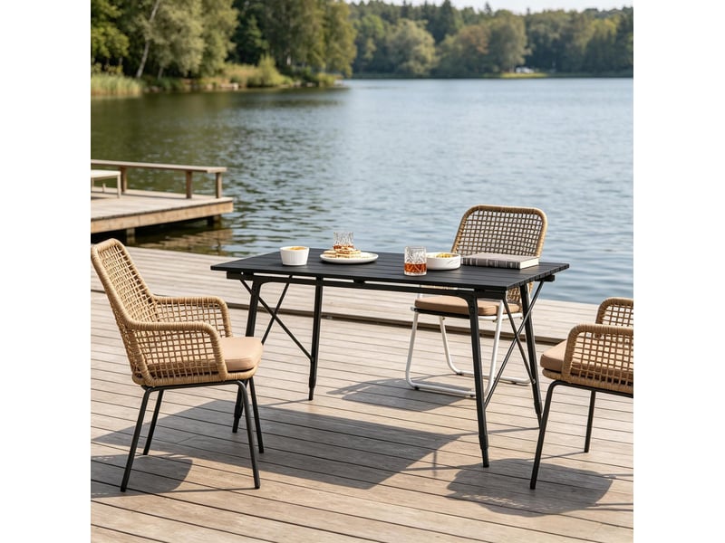  Table de camping pliable 120 x 68,5 x 5978,5 cm noire en aluminium, hauteur réglable avec sac de transport  - Conforama D