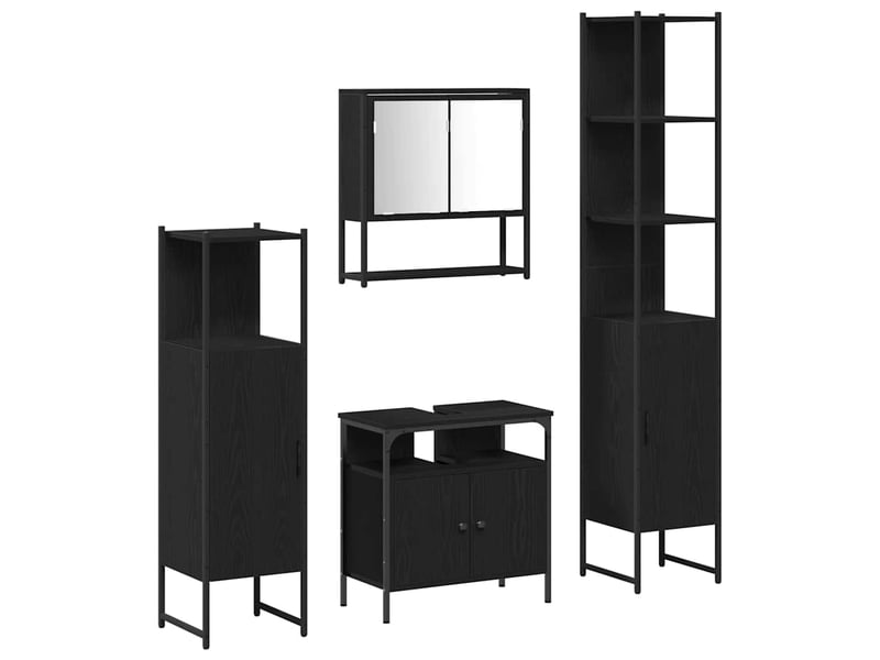 Ensemble de mobilier de salle de bain 4 pc chêne noir cf64508 - Conforama A