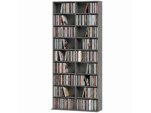 Rangements pour cd et dvd 18 compartiments 78,5x24x175cm gris clair