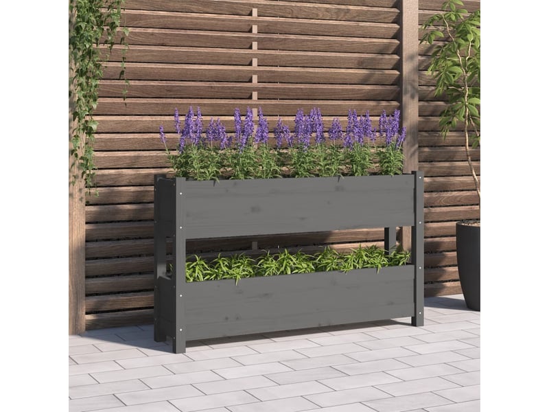  Jardinière - bac à fleurs gris 112x25x66 cm bois massif de pin  - Conforama B