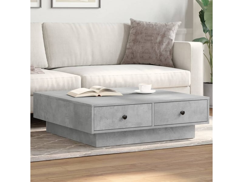  Table basse - table de salon - table à thé gris béton 90x90x28 cm aggloméré  - Conforama B