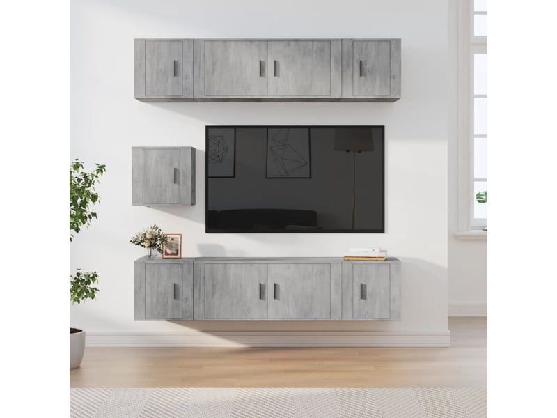  Ensemble de meubles tv 7 pcs gris béton bois d'ingénierie shl94458  - Conforama B