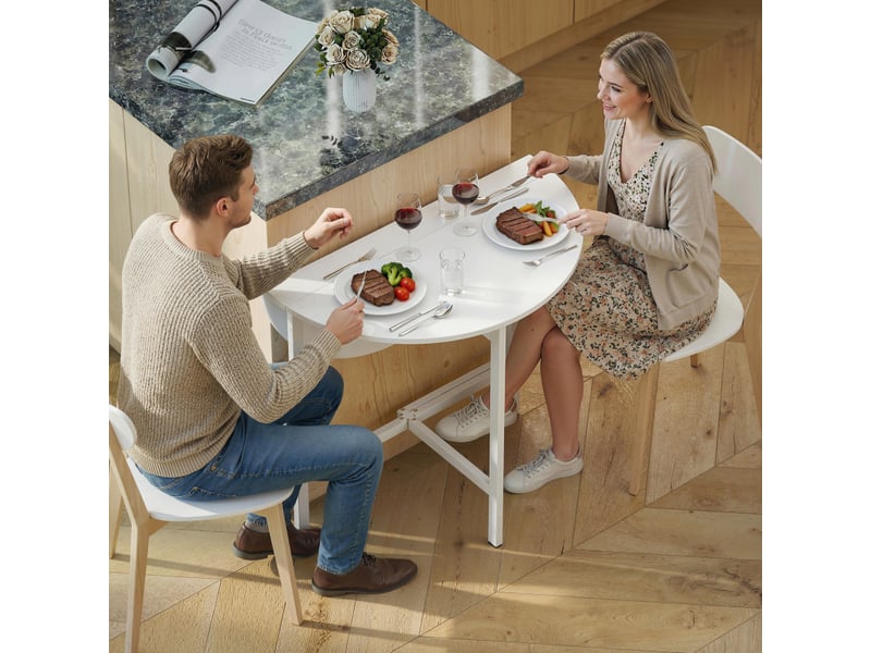 Table modesto pliable extensible 4 personnes design blanc acier robuste - Conforama D