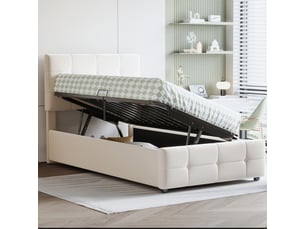 Lit coffre 90x200 cm <strong></strong>  <strong></strong> coloris beige