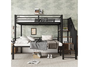 Lit superposé 90x200 cm <strong>MERAX</strong> <strong>lit enfant noir</strong> coloris noir