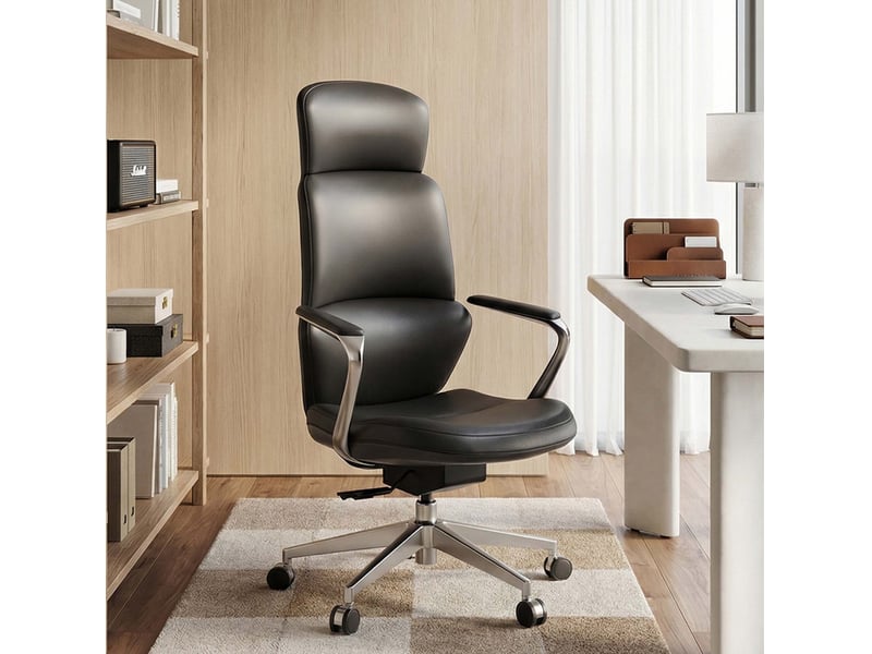  Chaise de bureau 66,5 x 64 x 119 cm noire, mécanisme inclinable jusqu'à 127 degrés et assise coulissante  - Conforama A
