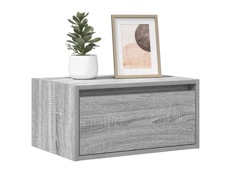  Lot de 2 table de chevet mural avec lumières led sonoma gris shl26139  - Conforama B
