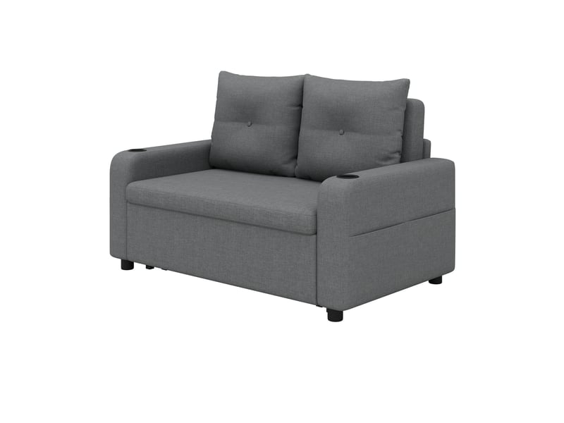 Canapé convertible 2 places - 131x81x94cm - canapé double 3 en 1 en tissu avec usbtype-c, porte-gobelets & poches - gris - Conforama A