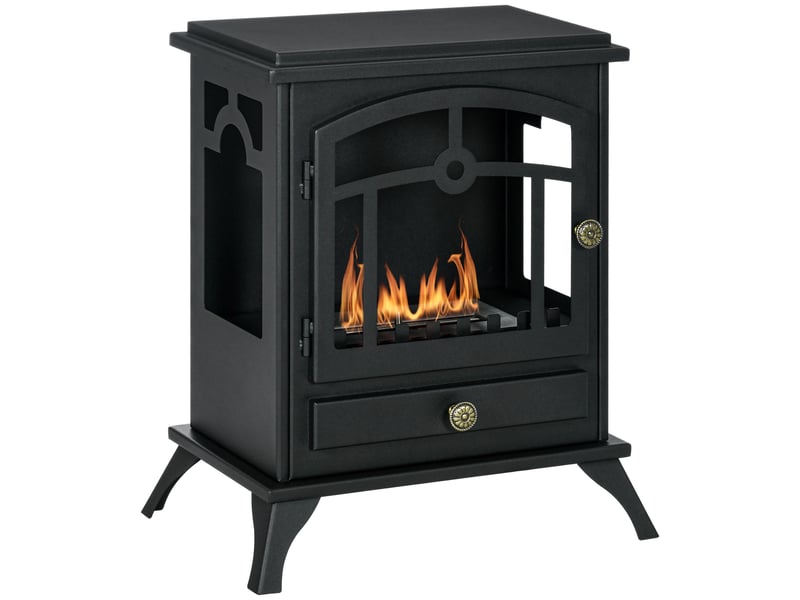  Cheminée bioéthanol sur pied, style poêle à bois, brûleur 1,2 l, 45 x 28 x 54 cm  - Conforama A