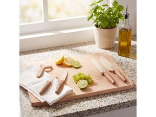 Coffret découpe harmony 4 couteaux et 1 éplucheur beige