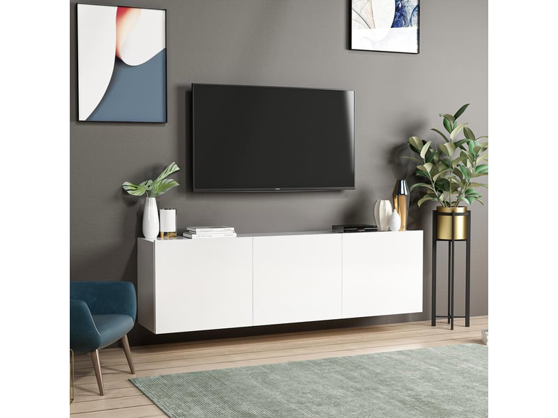  Meuble tv 3 portes blanc  - Conforama E