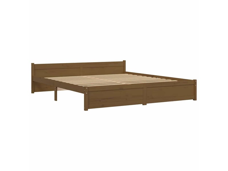  Lit double- lit adulte -  cadre de lit sans matelas marron miel bois massif 200x200 cm  - Conforama B