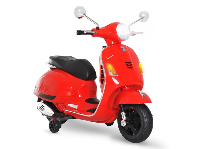  Moto électrique pour enfants, design vespa, batterie 6v avec effets sonores et lumineux, 3-6 ans, rouge  - Conforama B