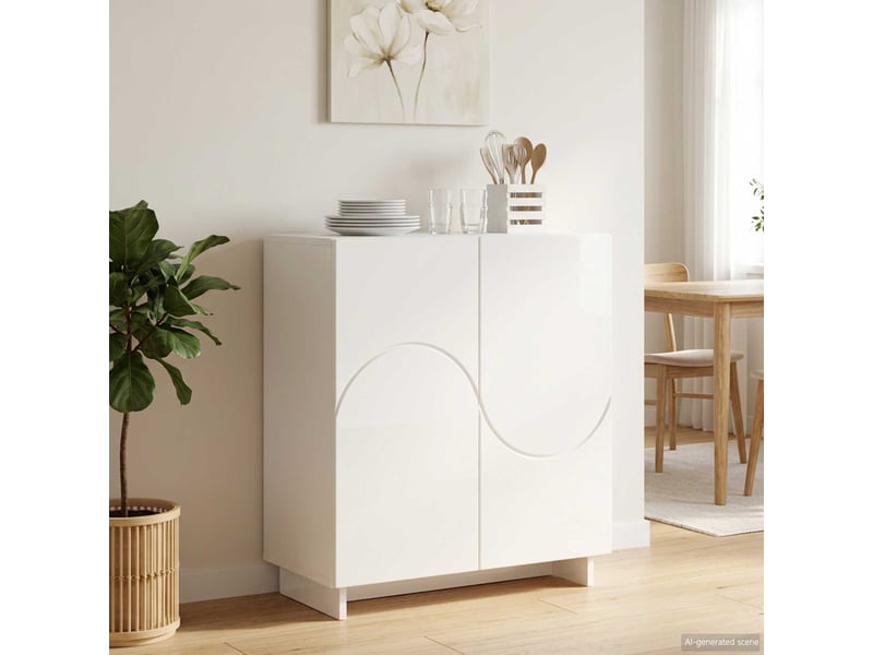 Buffet salon, buffet de rangement blanc brillant 67x34,5x75 cm bois d'ingénierie - Conforama B
