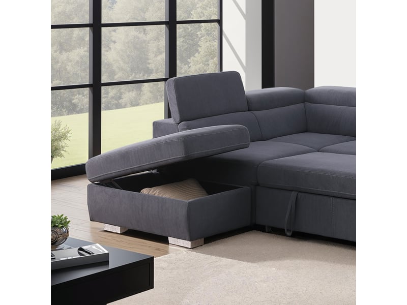  Canapé d'angle à gauche 268x163x82 cm en velours anthracite - sven  - Conforama E