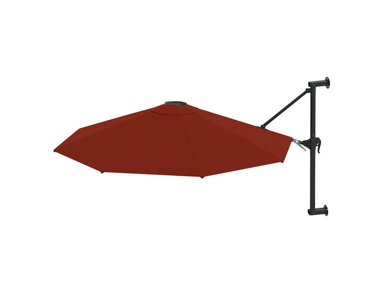  Parasol mural diamètre 300 cm terre cuite avec mât métal, manivelle et 8 nervures  - Conforama B