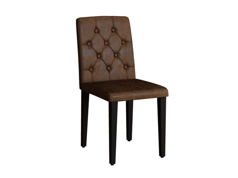  Lot de 4 chaises de salle à manger rétro brun à effet velours – tissu synthétique – pieds noirs en métal  - Conforama A