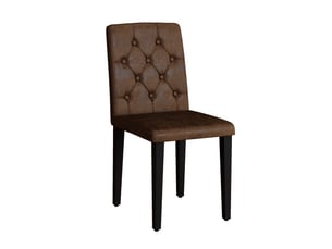 Lot de 4 chaises de salle à manger rétro brun à effet velours – tissu synthétique – pieds noirs en métal