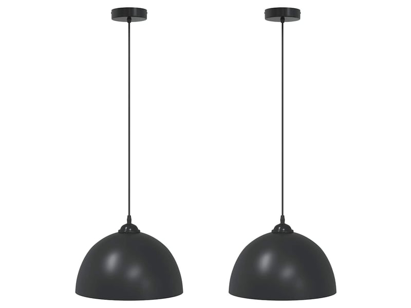 Lampes suspendues 2 pcs hauteur réglable e27 noir ø 30 cm métal  - Conforama A