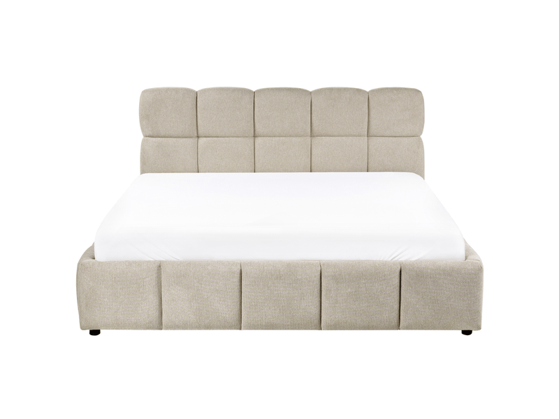 Lit ottoman tissu noyon 180 x 200 cm taupe - Conforama D