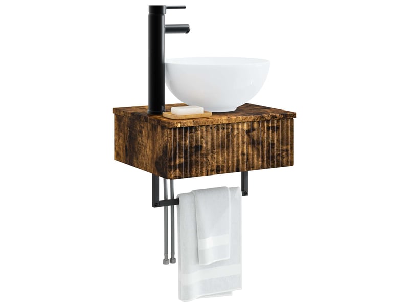 Basin de lavage mural, lavabo chêne fumé 40x35x39 cm - Conforama C