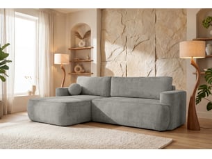 Canapé d'angle moon, pour salon, avec fonction couchage, flow, gauche, gris foncé (17)