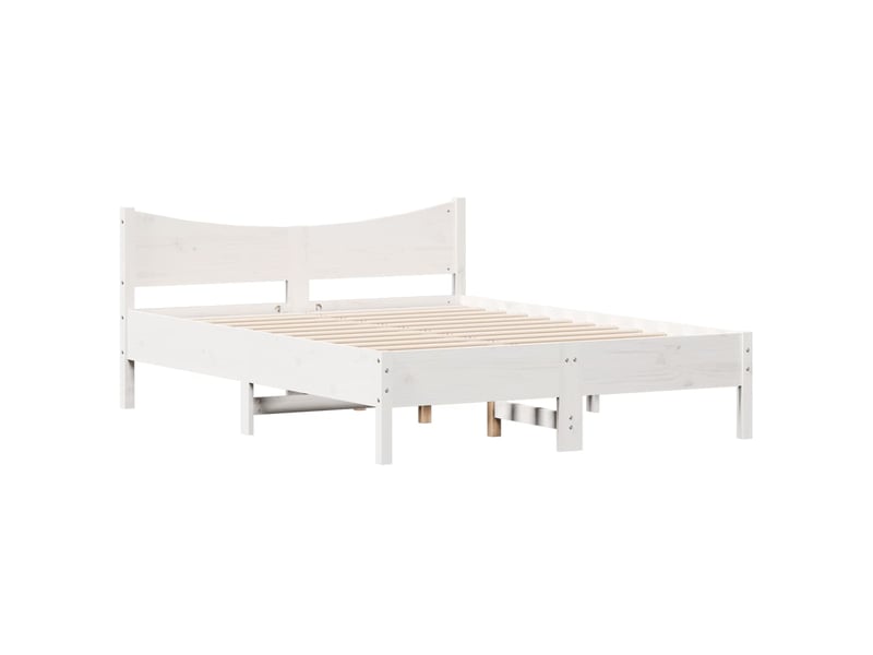  Lit double- lit adulte -  cadre de lit sans matelas blanc 120x190 cm bois de pin massif  - Conforama B