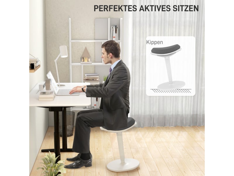  Tabouret de bureau ergonomique pivotant en mesh gris, réglable en hauteur, confortable  - Conforama B