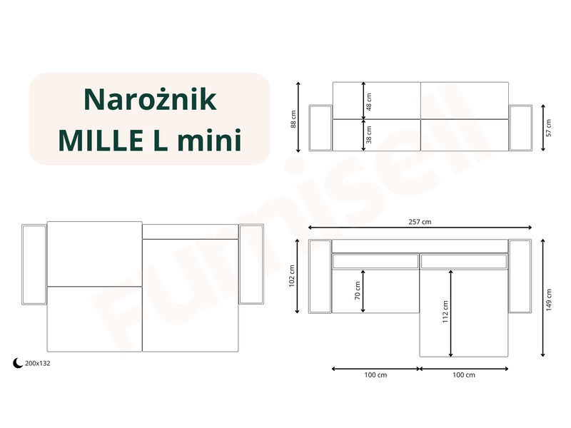  Canapé d'angle convertible mille mini bleu  - Conforama E